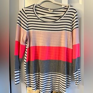 Bibi color block long sleeve shirt